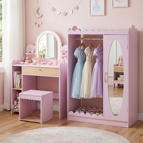 Kids vanity table chair set - vanity,