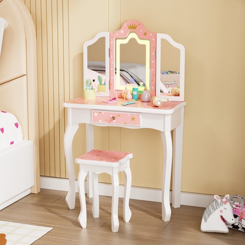 Pink kids vanity table and - kids,