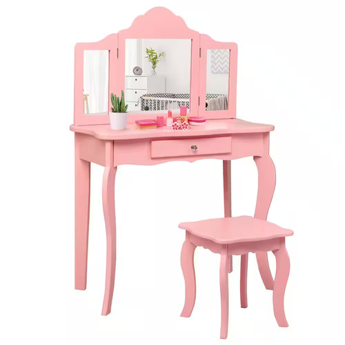 Pink kids vanity table and - pink,