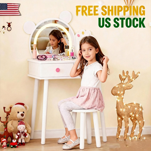 Kids vanity table with - with, lights